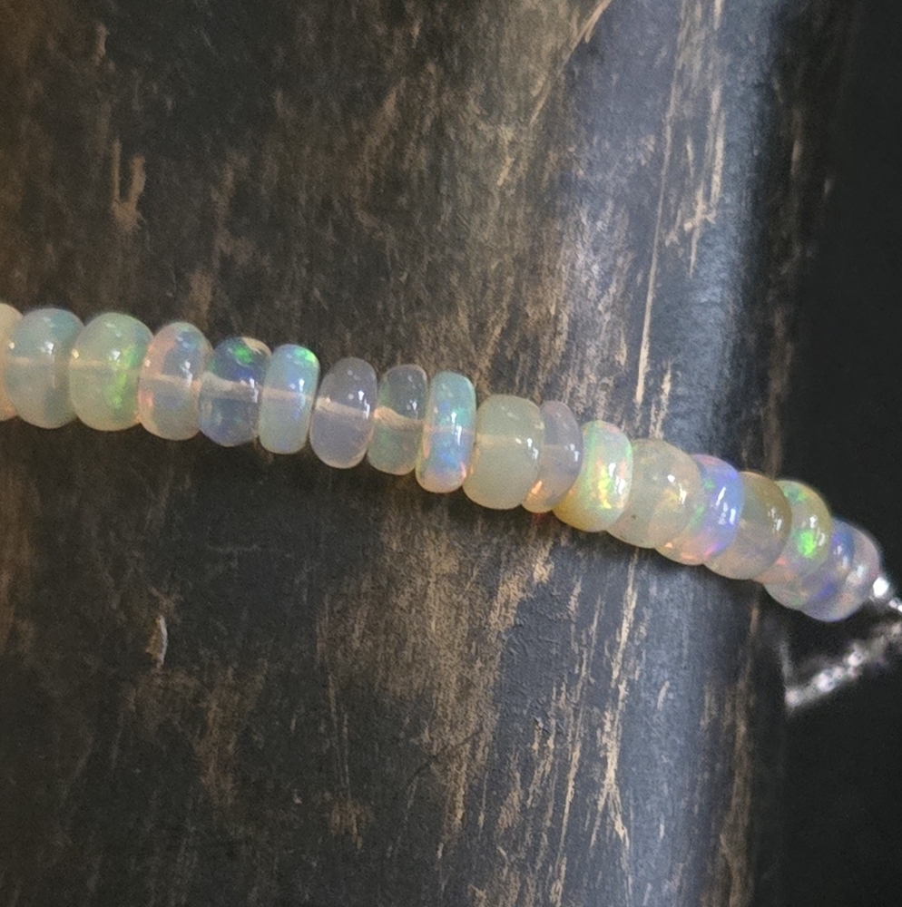 Fire Opal Natural 1-2k ×35 & sterling Rhondel Bracelet Sz8.5" Adjustable - Picture 6 of 8